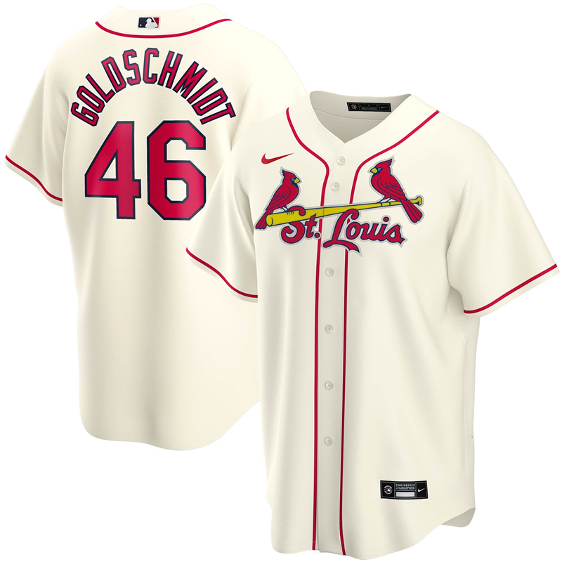 2020 MLB Men St. Louis Cardinals #46 Paul Goldschmidt Nike Cream Alternate 2020 Replica Player Jersey 1